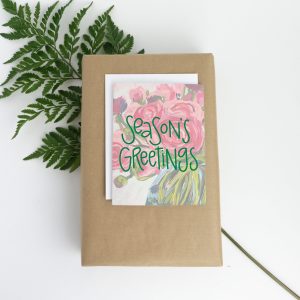 Seasons Greetings Card - Floral Christmas Card - Set of 12