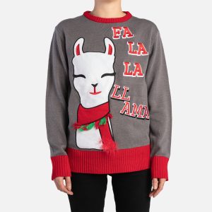 Matching Human Ugly Christmas Sweater  -  Fa La La Llama Festive Holiday Sweater - M